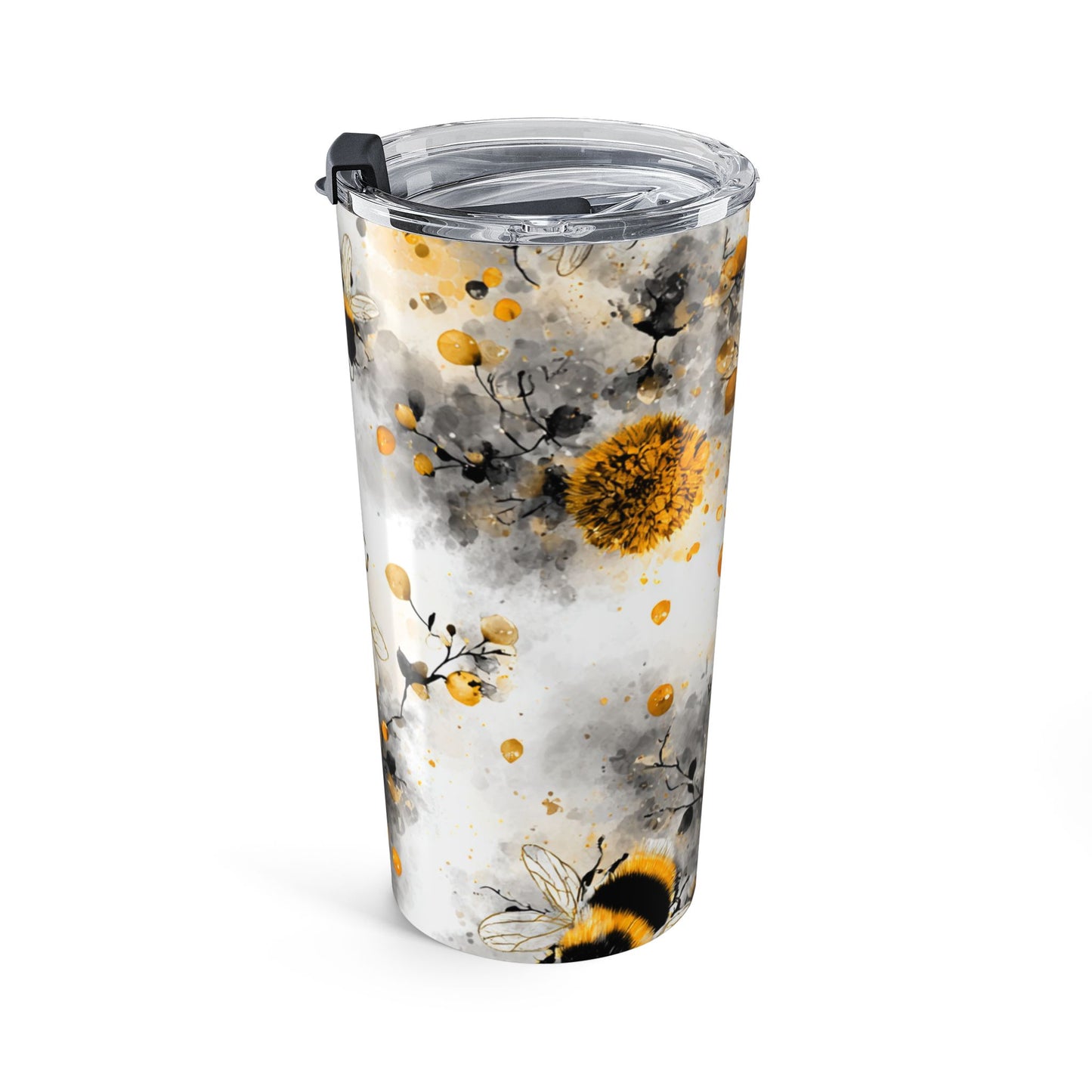 20oz Bee Floral Tumbler — Insulated Travel Cup with Bumblebee Design