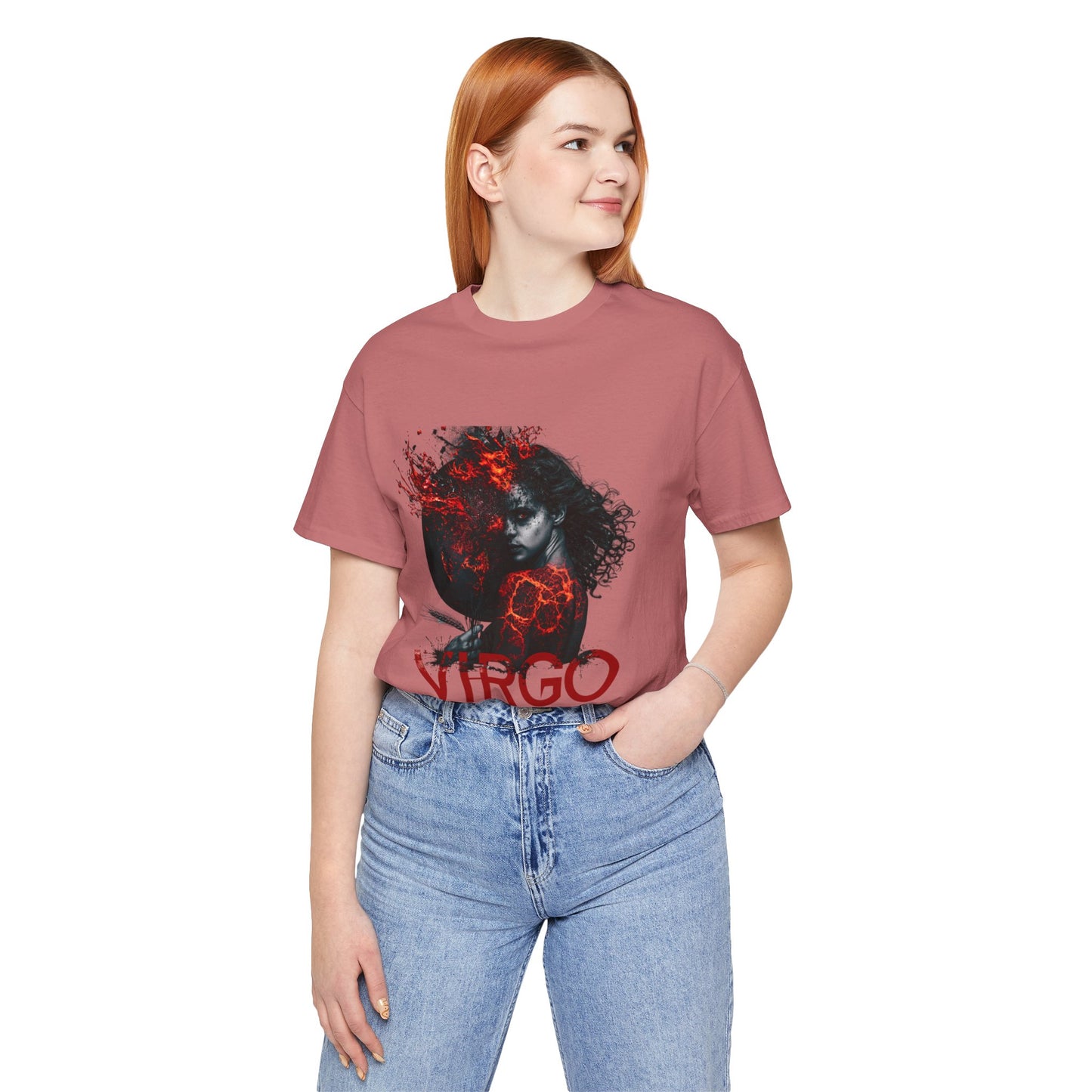 Virgo Fire Zodiac T‑Shirt for Her — Red Astrological Sign Tee