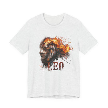 Leo Fire Lion Zodiac T‑Shirt — Bold Flaming Lion Graphic Tee for Leo Birthday