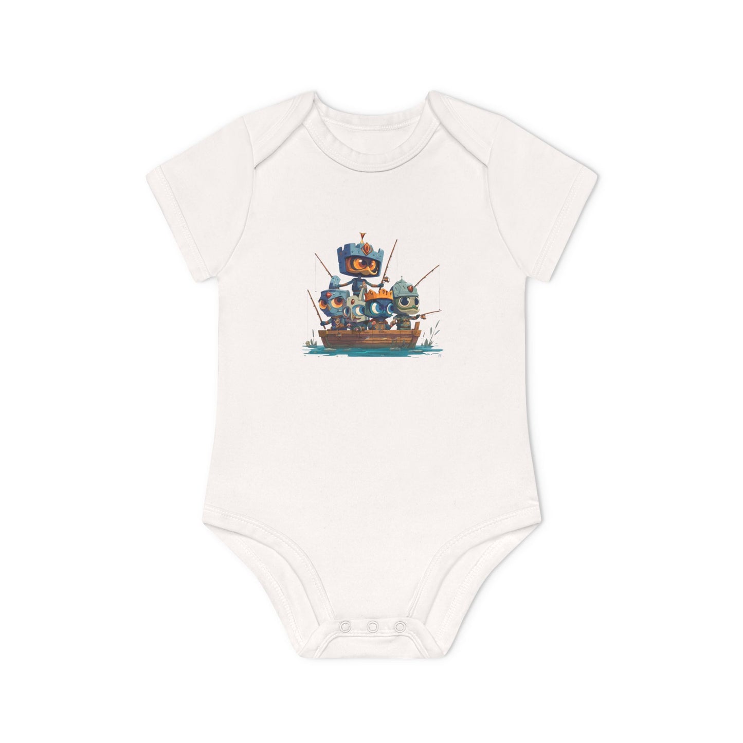 Baby Bodysuit — Cute Robot Pirate Ship Organic Infant Onesie