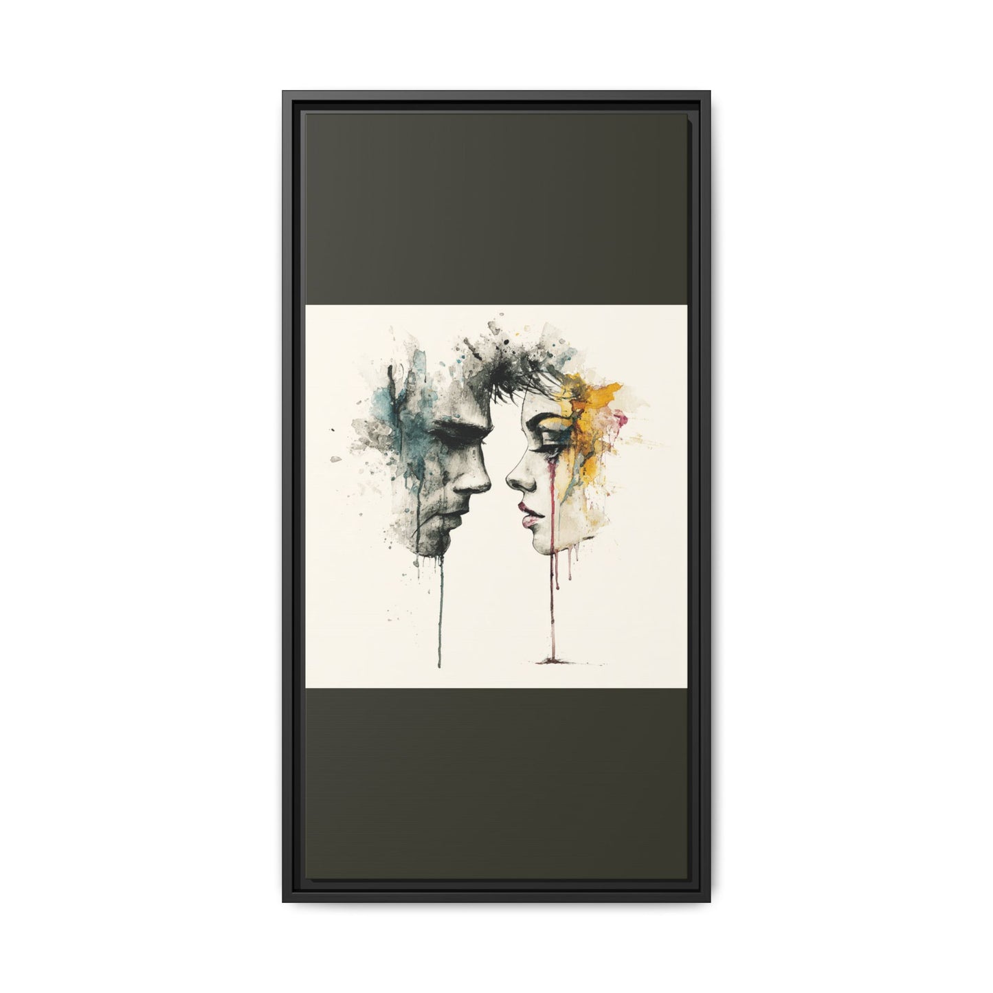 Framed Matte Canvas Art — Abstract Watercolor Faces Wall Print