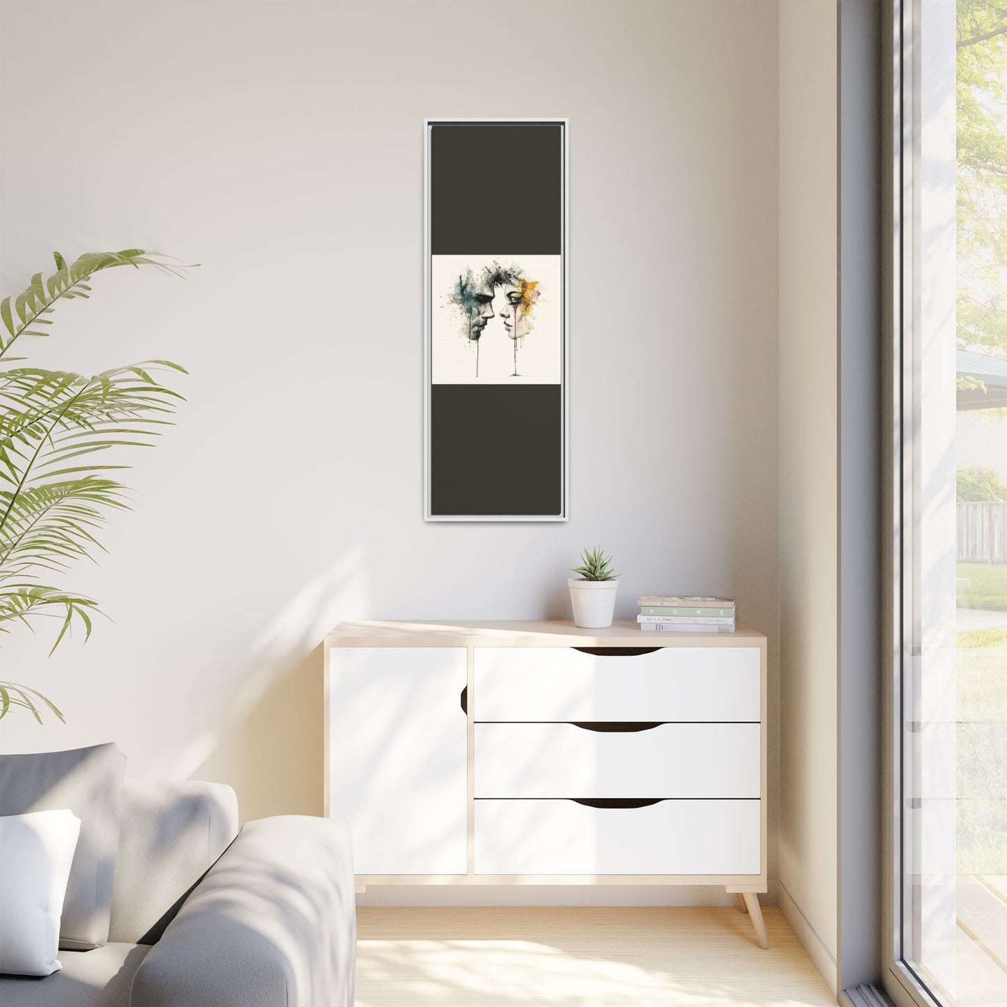 Framed Matte Canvas Art — Abstract Watercolor Faces Wall Print