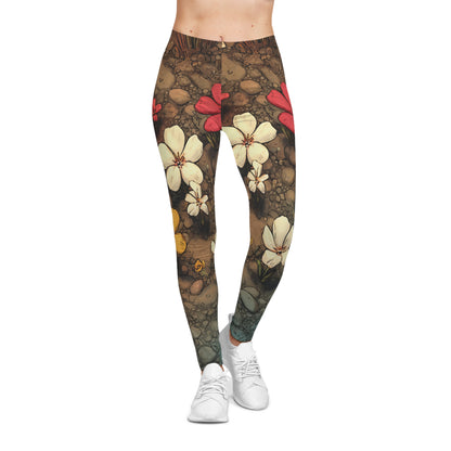 Floral Meadow All-Over Print Leggings — Vintage Wildflower Pattern