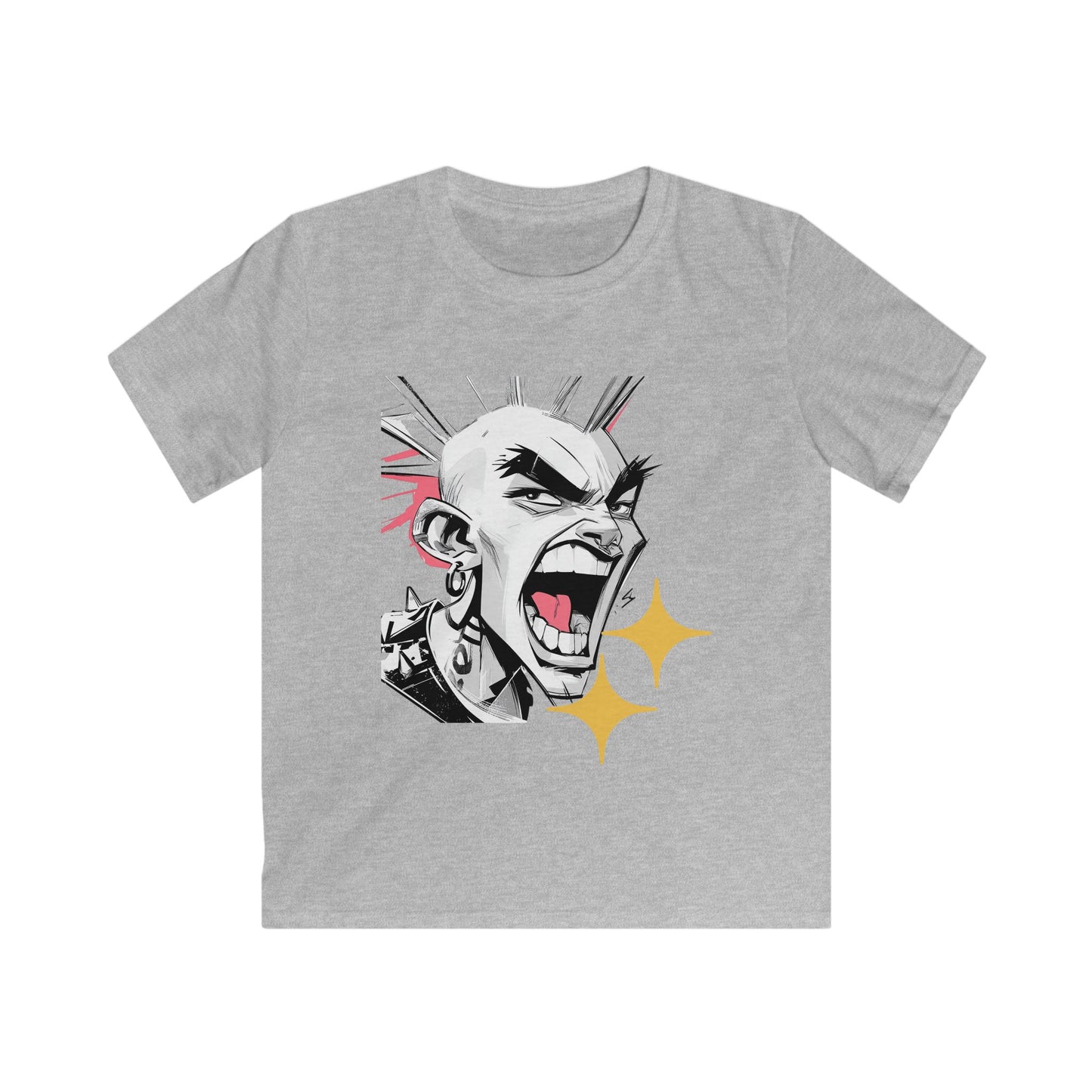 Youth Tee — Punk Comic Scream Graphic with Sparkle Accents