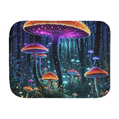 Mystic Glow Mushroom Sherpa Blanket