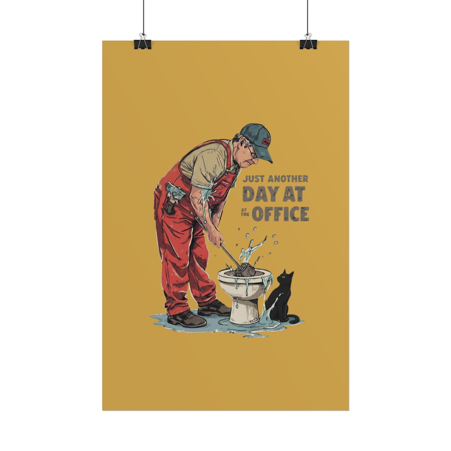 Rolled Poster — "Just Another Day at the Office" Plumber Retro Wall Art