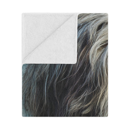 Bergamasco Shepherd Dog Portrait Minky Blanket — Soft Fluffy Throw for Pet Lovers