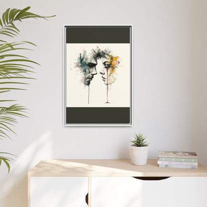 Framed Matte Canvas Art — Abstract Watercolor Faces Wall Print