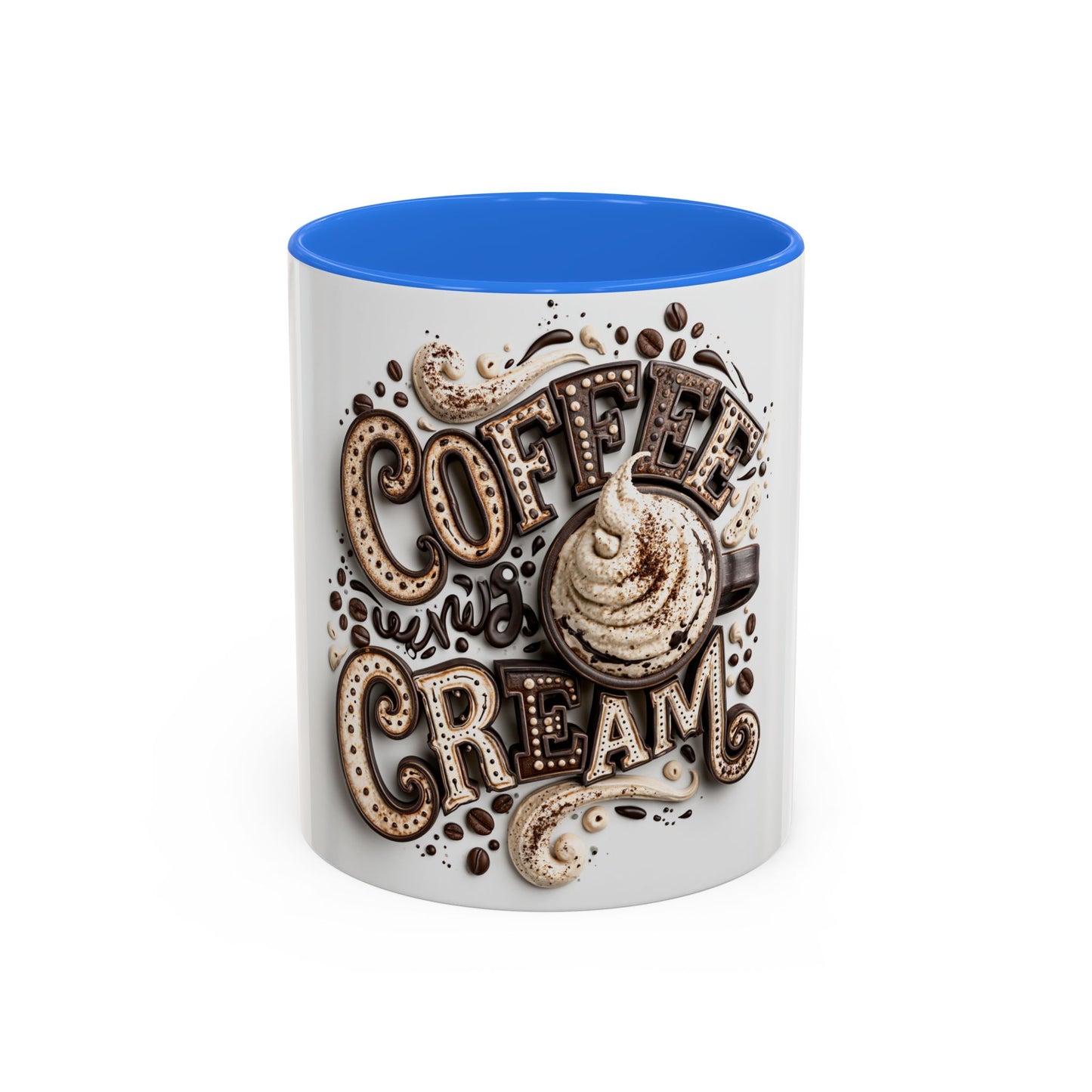 Coffee & Cream Ceramic Mug — Artistic Latte Typography (11oz, 15oz)