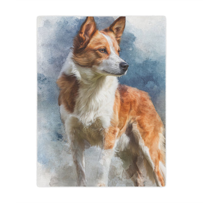 Norwegian Lundehund Dog Watercolor Minky Blanket – Soft Pet Portrait Throw for Dog Lovers