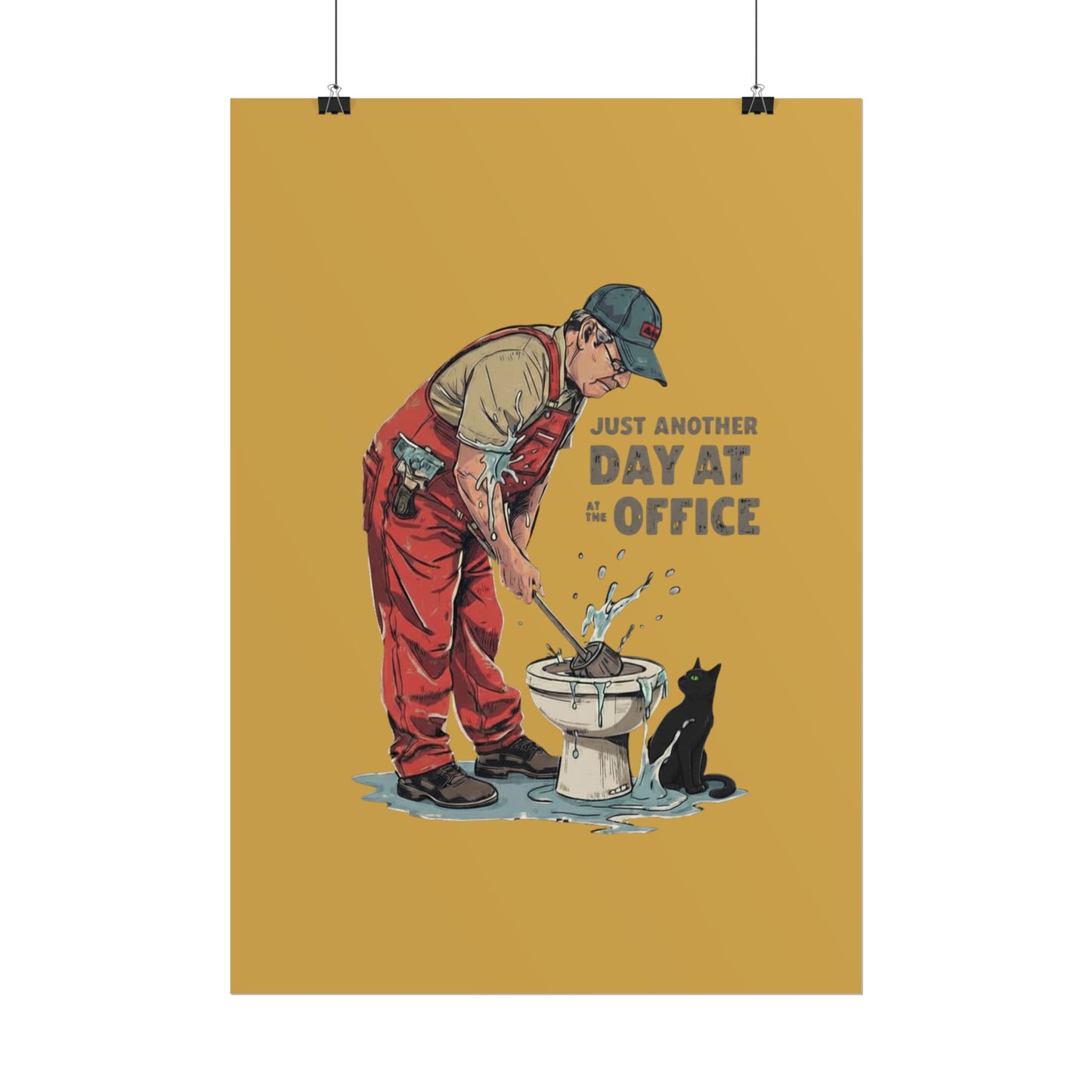 Rolled Poster — "Just Another Day at the Office" Plumber Retro Wall Art