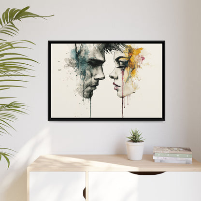 Framed Matte Canvas Art — Abstract Watercolor Faces Wall Print