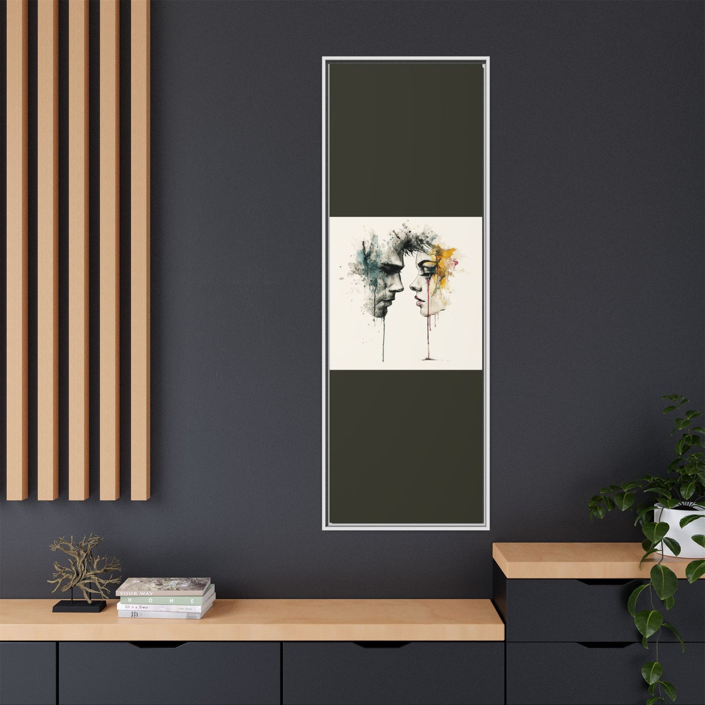 Framed Matte Canvas Art — Abstract Watercolor Faces Wall Print