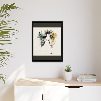 Framed Matte Canvas Art — Abstract Watercolor Faces Wall Print
