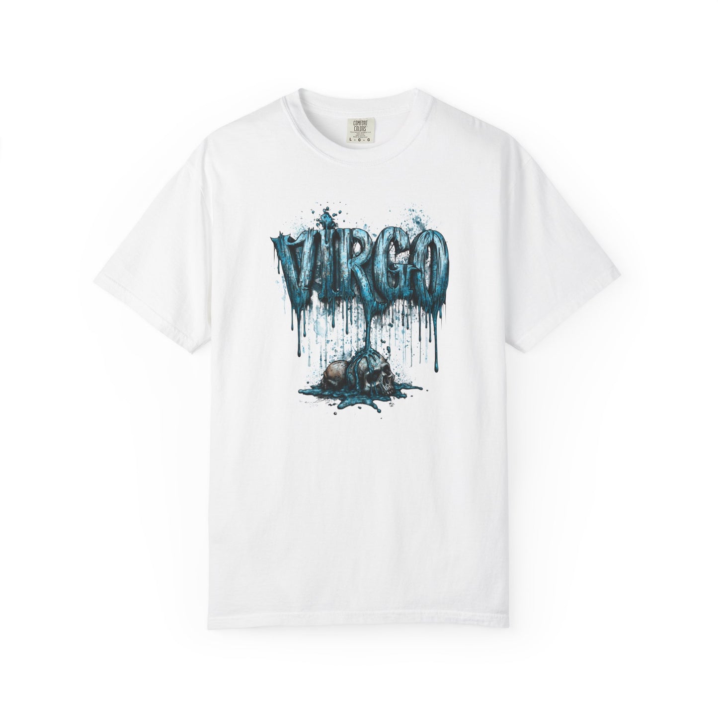 Virgo Graphic T-Shirt — Grunge Zodiac Tee with 'Virgo' Dripping Design