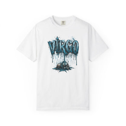 Virgo Graphic T-Shirt — Grunge Zodiac Tee with 'Virgo' Dripping Design