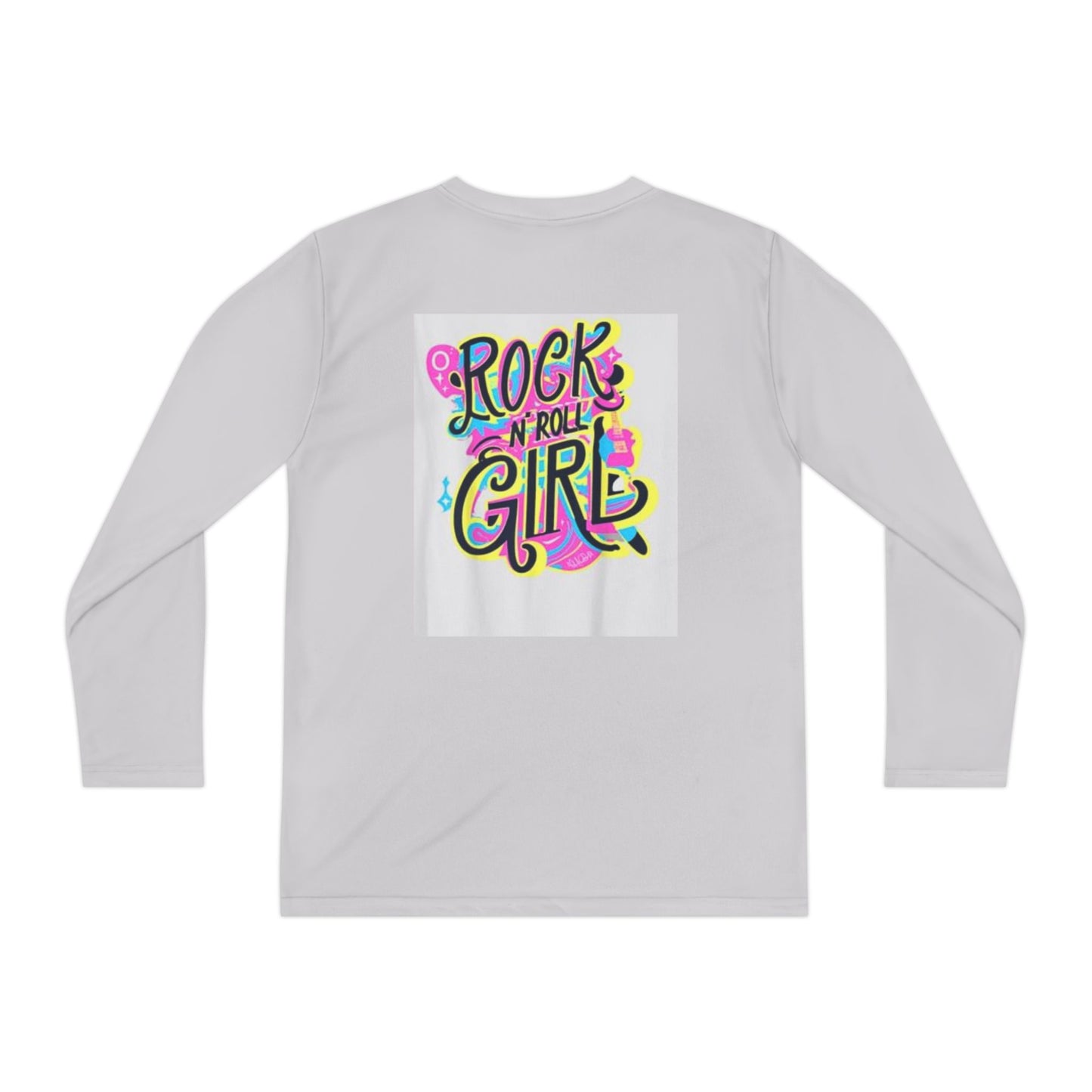 Girls Youth Long Sleeve Tee — "Rock and Roll Girl" Colorful Retro Graphic
