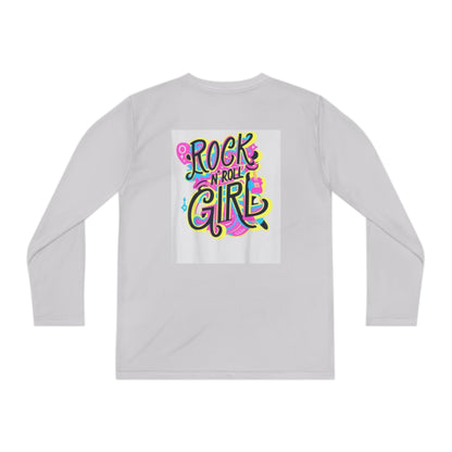 Girls Youth Long Sleeve Tee — "Rock and Roll Girl" Colorful Retro Graphic