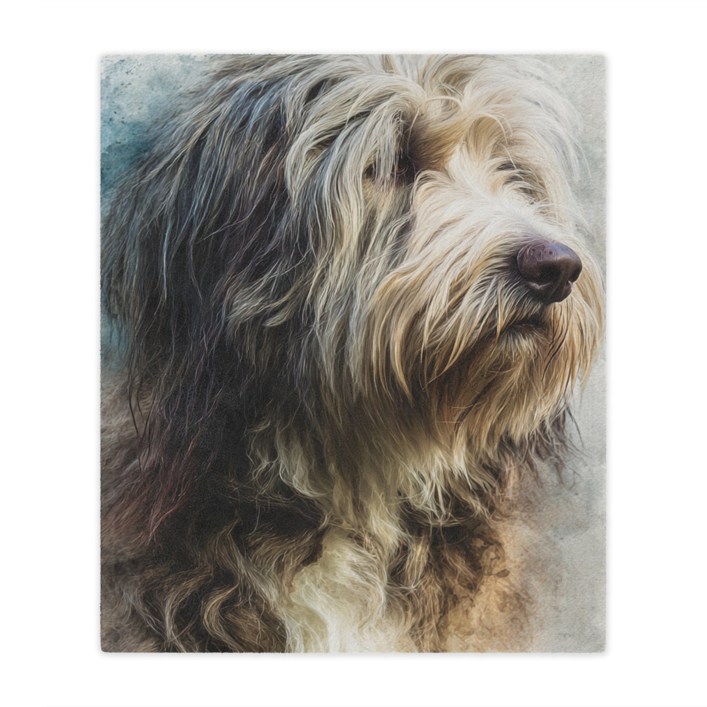 Bergamasco Shepherd Dog Portrait Minky Blanket — Soft Fluffy Throw for Pet Lovers