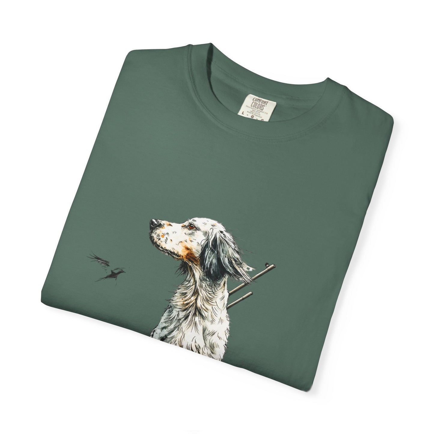 Hunting Dog Graphic T-Shirt — Watercolor Pointer with Shotgun Design