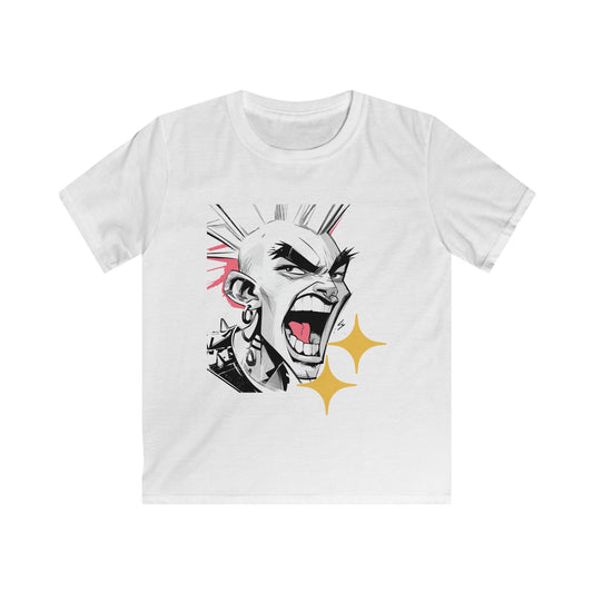Youth Tee — Punk Comic Scream Graphic with Sparkle Accents