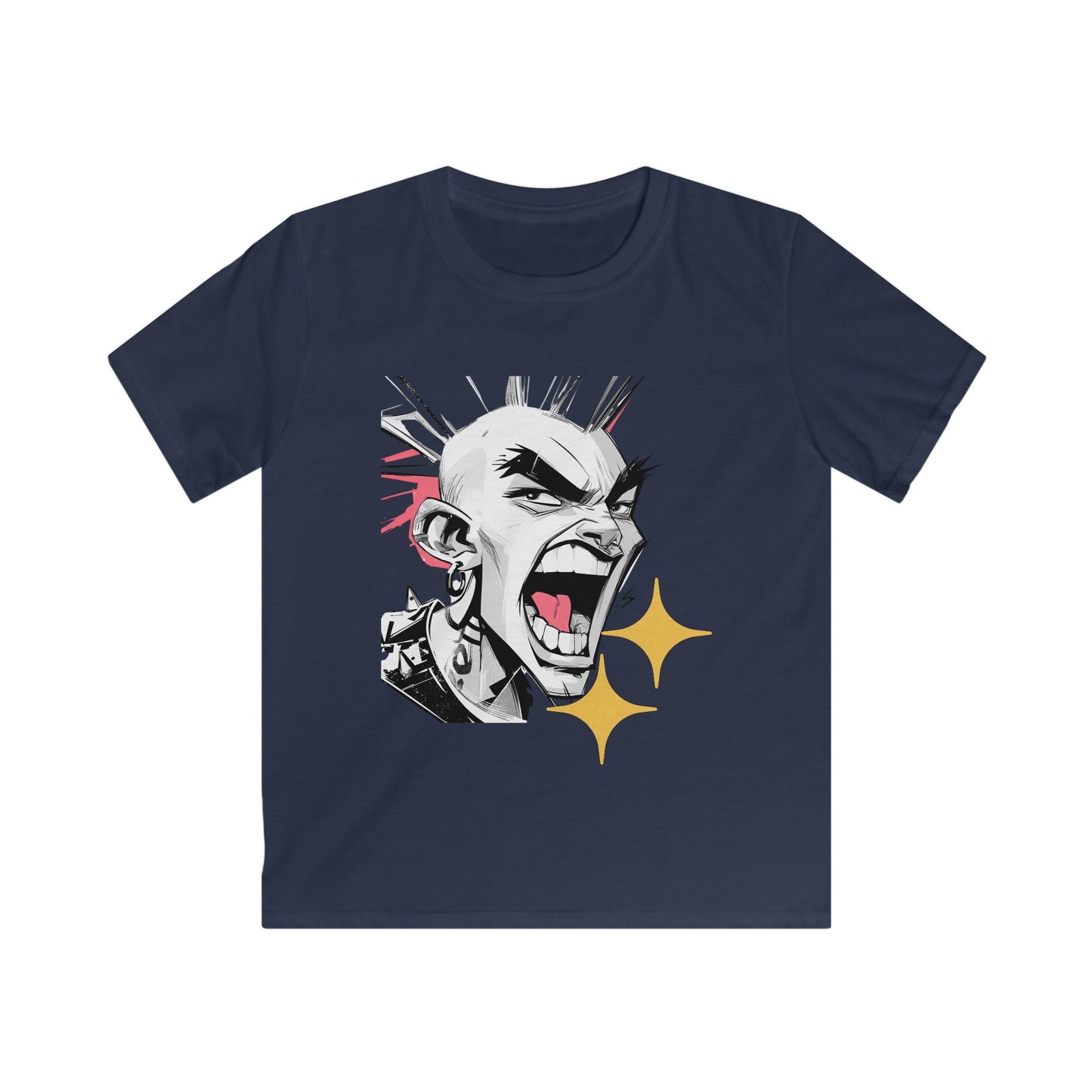 Youth Tee — Punk Comic Scream Graphic with Sparkle Accents