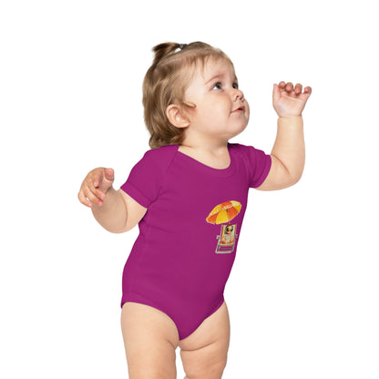 Baby Bodysuit — Cute Baby on Beach Chair with Umbrella (Combed Cotton)