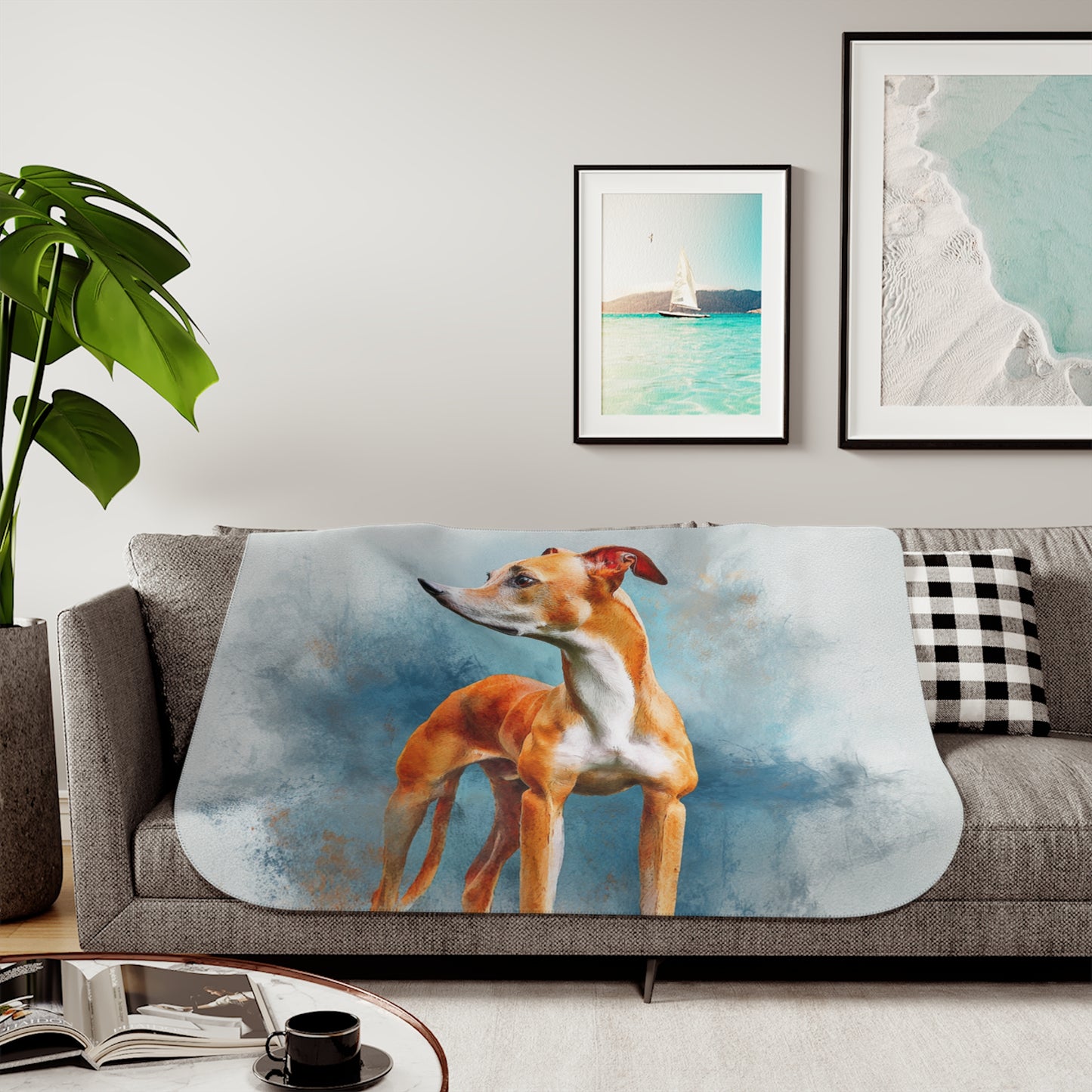 The Azawakh  West African sighthound Sherpa Blanket — Cozy Watercolor Dog Throw