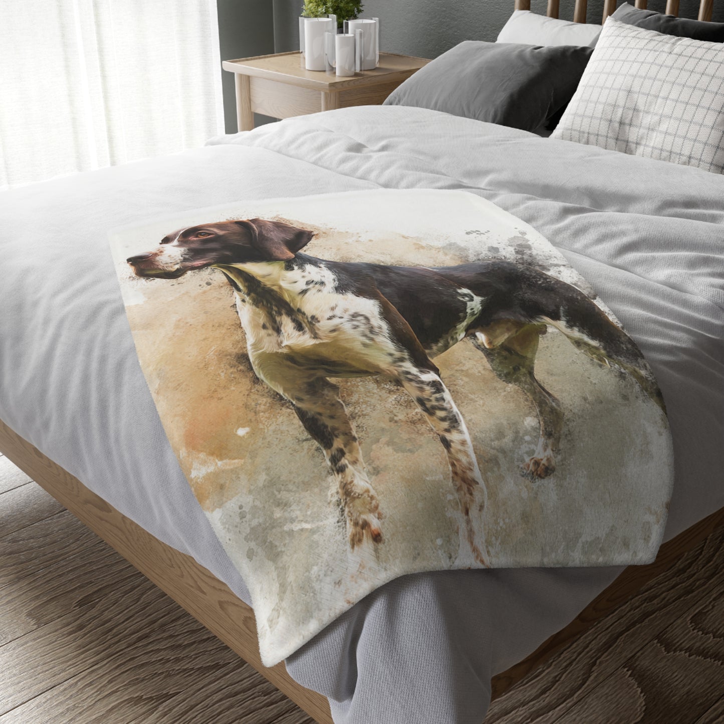 The Catalburun (Split-Nose Pointer) Watercolor Velveteen Throw Blanket — Soft Microfiber Dog Blanket