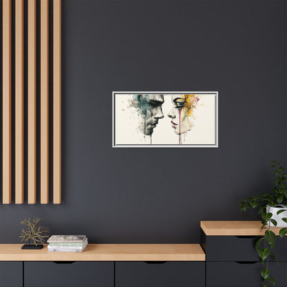 Framed Matte Canvas Art — Abstract Watercolor Faces Wall Print