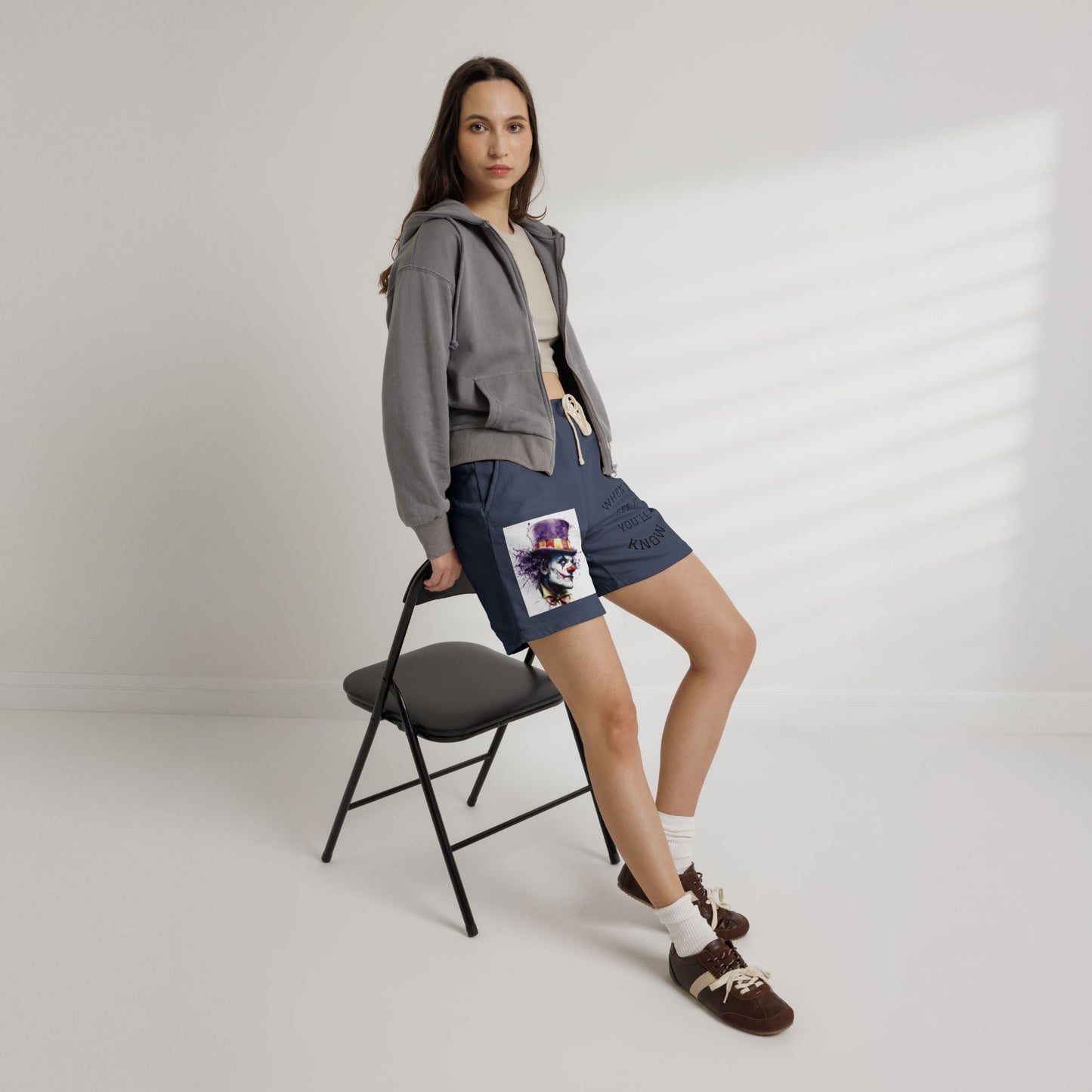 Clown Graphic Sweat Shorts — "When You See It You'll Know" Fleece Lounge Shorts