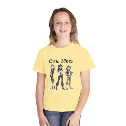 Girls Youth Tee — “The Crew” Graphic Shirt for Kids | Cool Cartoon Squad Design