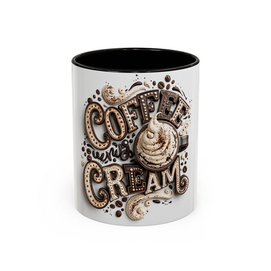 Coffee & Cream Ceramic Mug — Artistic Latte Typography (11oz, 15oz)