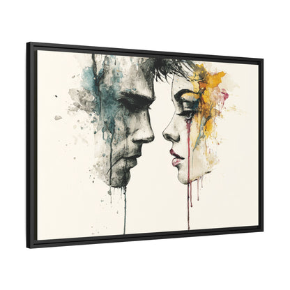 Framed Matte Canvas Art — Abstract Watercolor Faces Wall Print