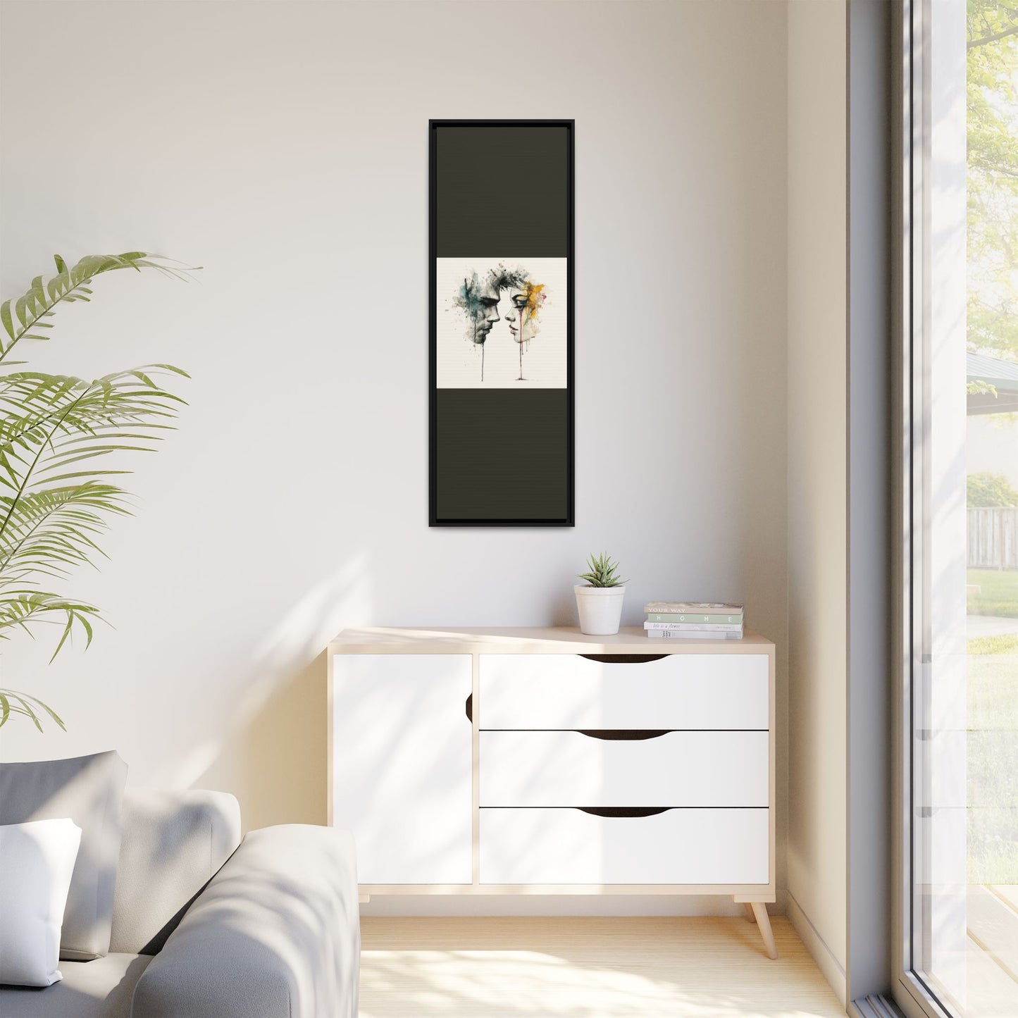 Framed Matte Canvas Art — Abstract Watercolor Faces Wall Print
