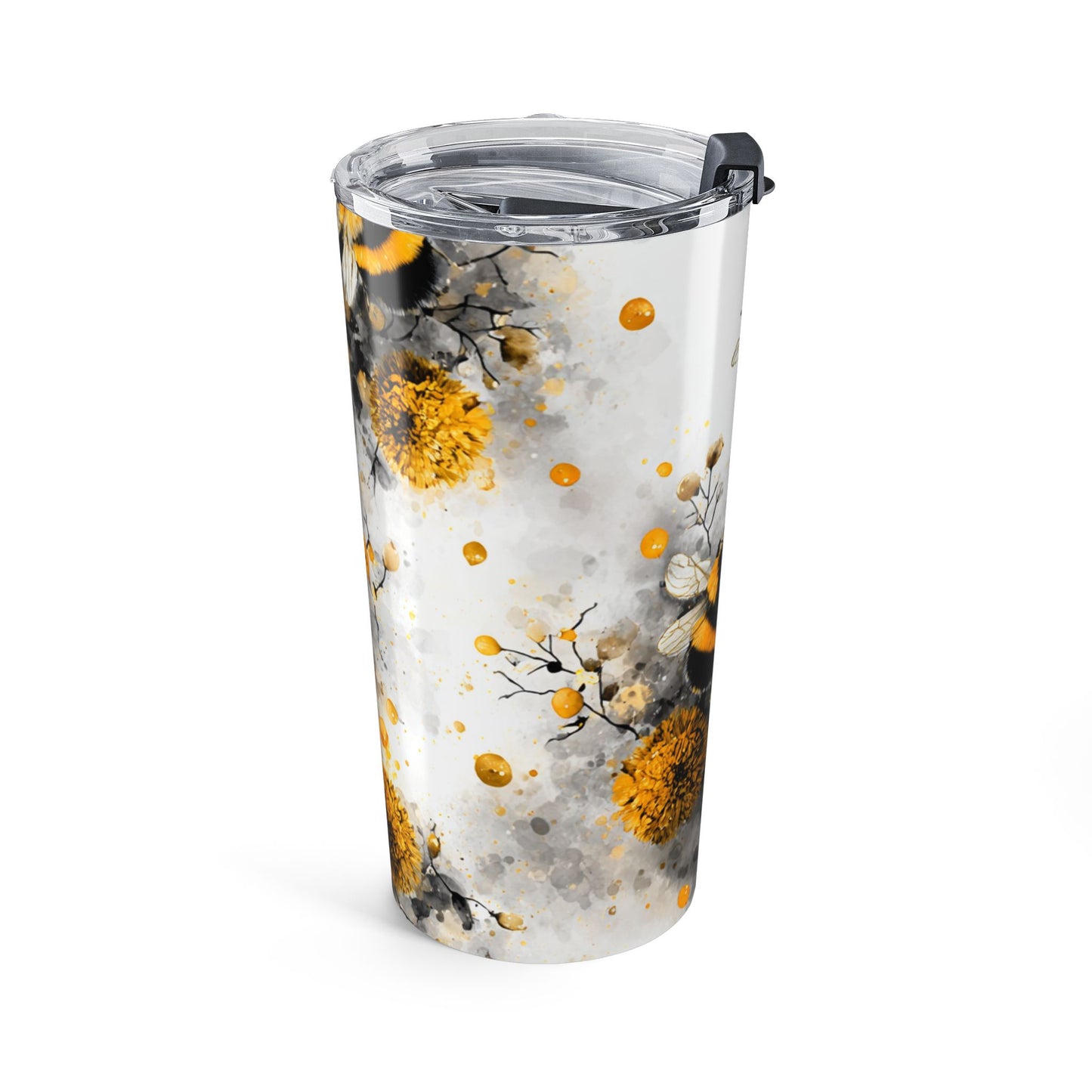20oz Bee Floral Tumbler — Insulated Travel Cup with Bumblebee Design