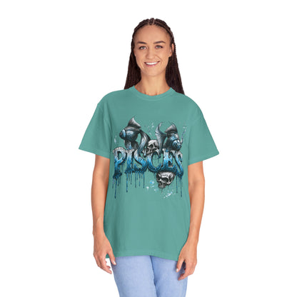 Pisces Zodiac T-Shirt — Artistic Drip Fish Graphic Tee