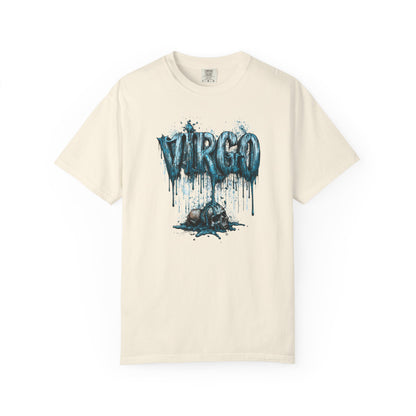 Virgo Graphic T-Shirt — Grunge Zodiac Tee with 'Virgo' Dripping Design