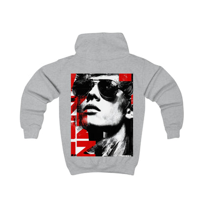 Kids Hoodie — Retro Pop-Art Sunglasses Graphic (Red & Black)
