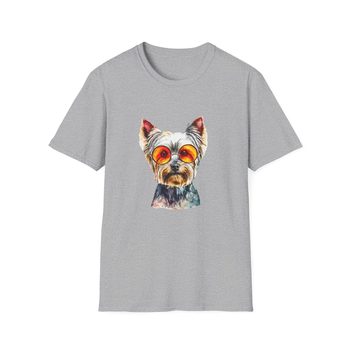 Yorkshire Terrier Sunglasses T-Shirt — Cute Pup with Orange Shades Tee