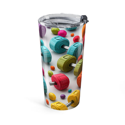 20oz Fitness Tumbler — Colorful Dumbbell Workout Water Bottle