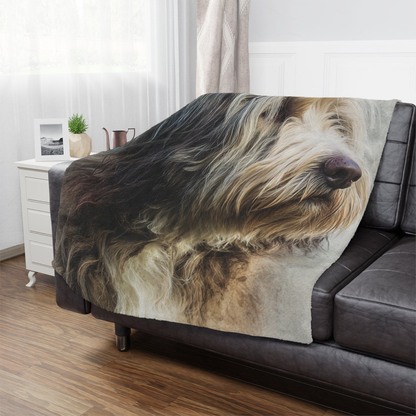 Bergamasco Shepherd Dog Portrait Minky Blanket — Soft Fluffy Throw for Pet Lovers