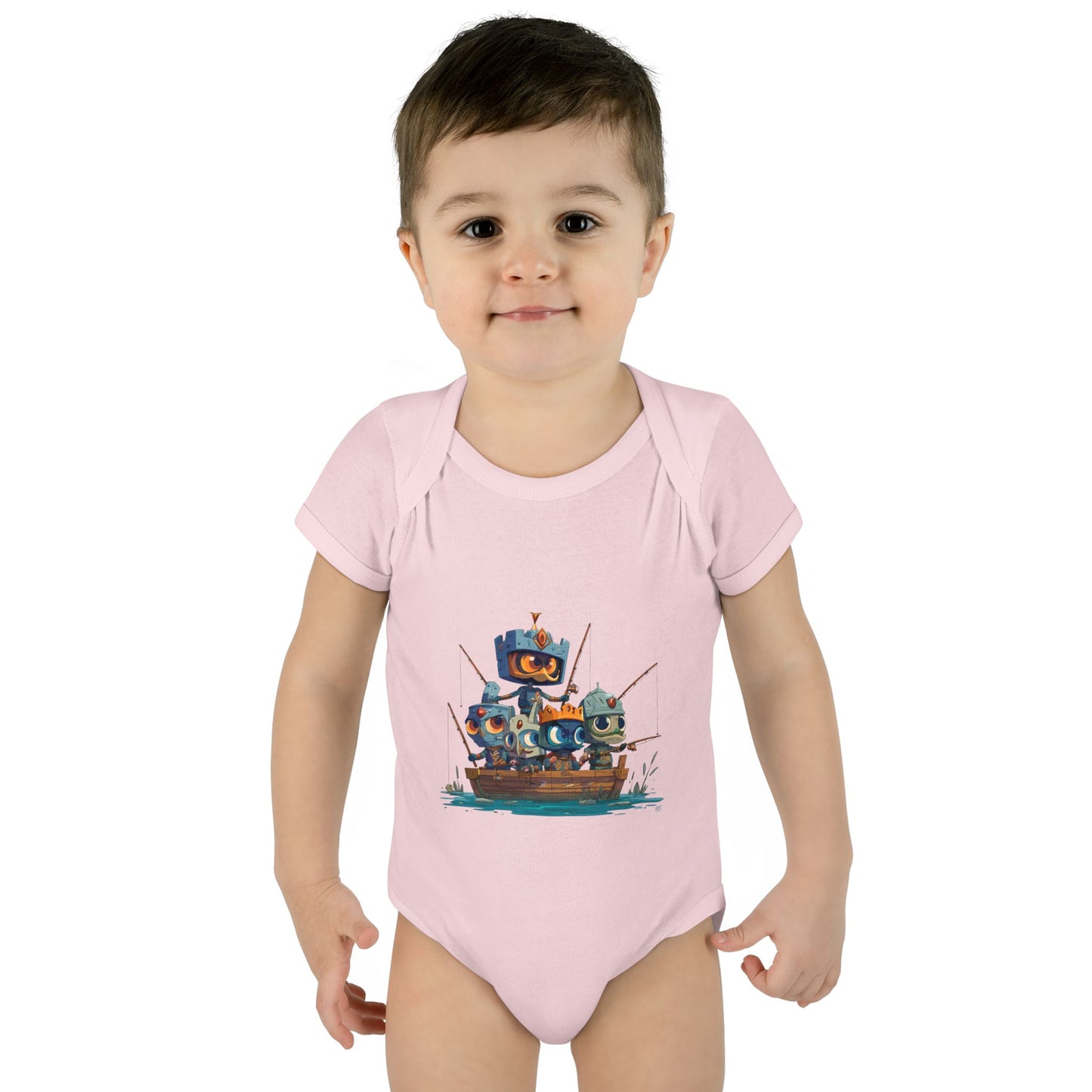 Infant Baby Rib Bodysuit-Baby Knights fishing