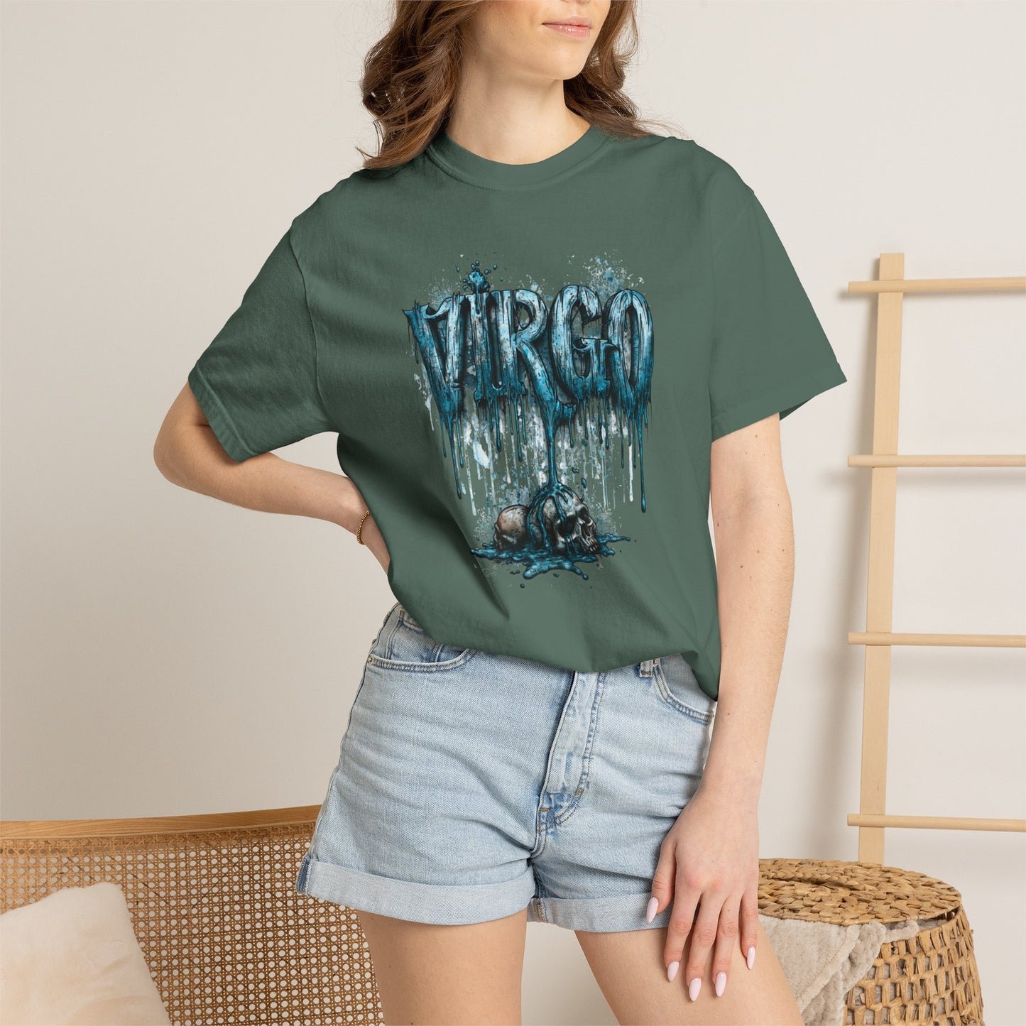 Virgo Graphic T-Shirt — Grunge Zodiac Tee with 'Virgo' Dripping Design