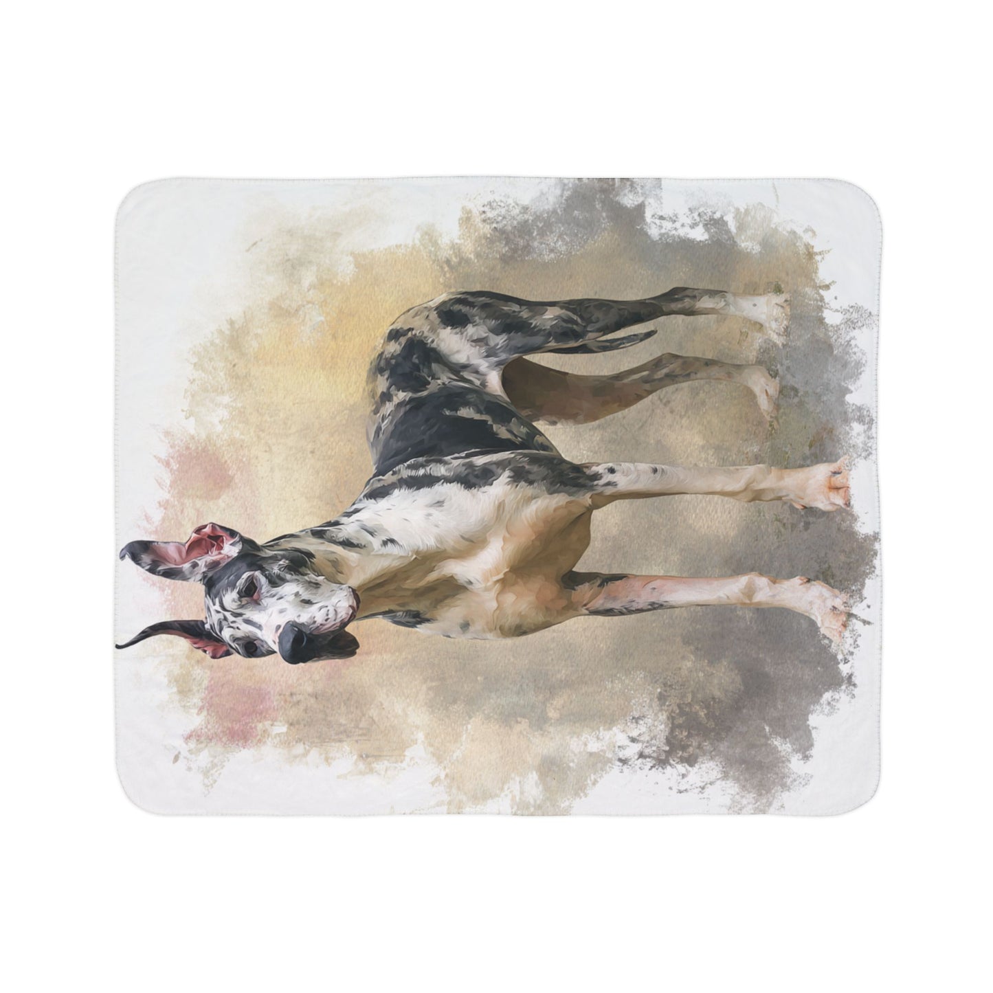 Great Dane Watercolor Fleece Sherpa Blanket — Cozy Dog Lover Throw
