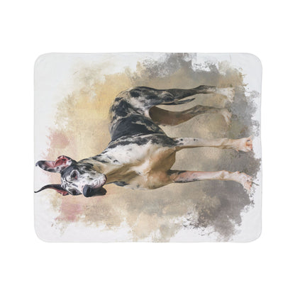 Great Dane Watercolor Fleece Sherpa Blanket — Cozy Dog Lover Throw
