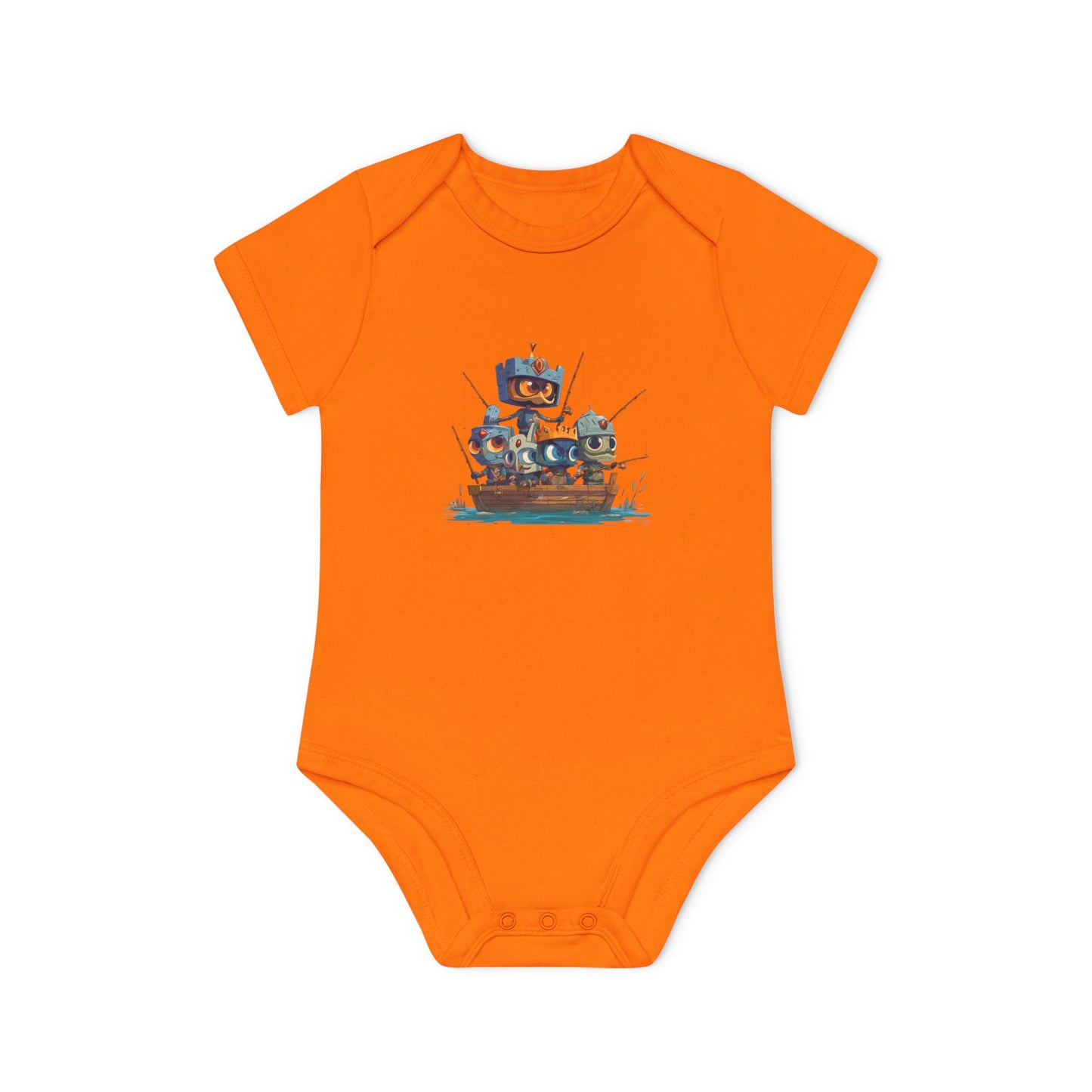 Baby Bodysuit — Cute Robot Pirate Ship Organic Infant Onesie