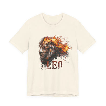 Leo Fire Lion Zodiac T‑Shirt — Bold Flaming Lion Graphic Tee for Leo Birthday