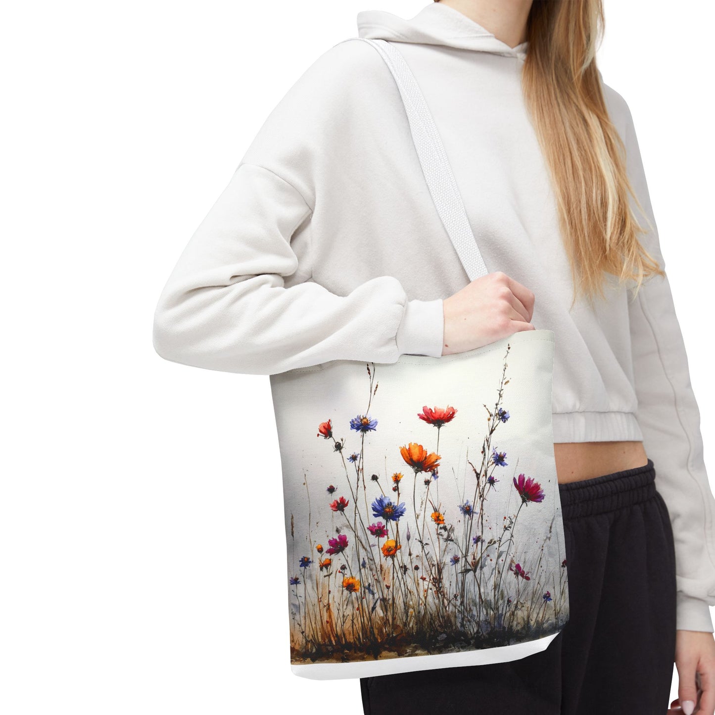 Floral Meadow Tote Bag — Colorful Wildflower All-Over Print Tote