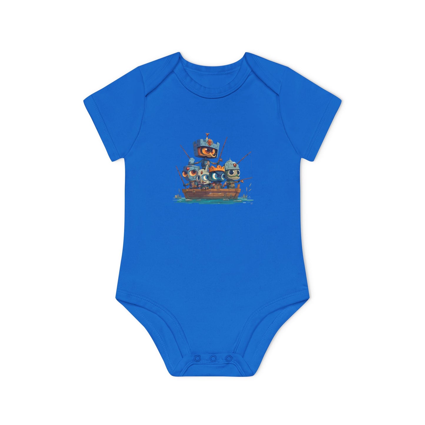 Baby Bodysuit — Cute Robot Pirate Ship Organic Infant Onesie